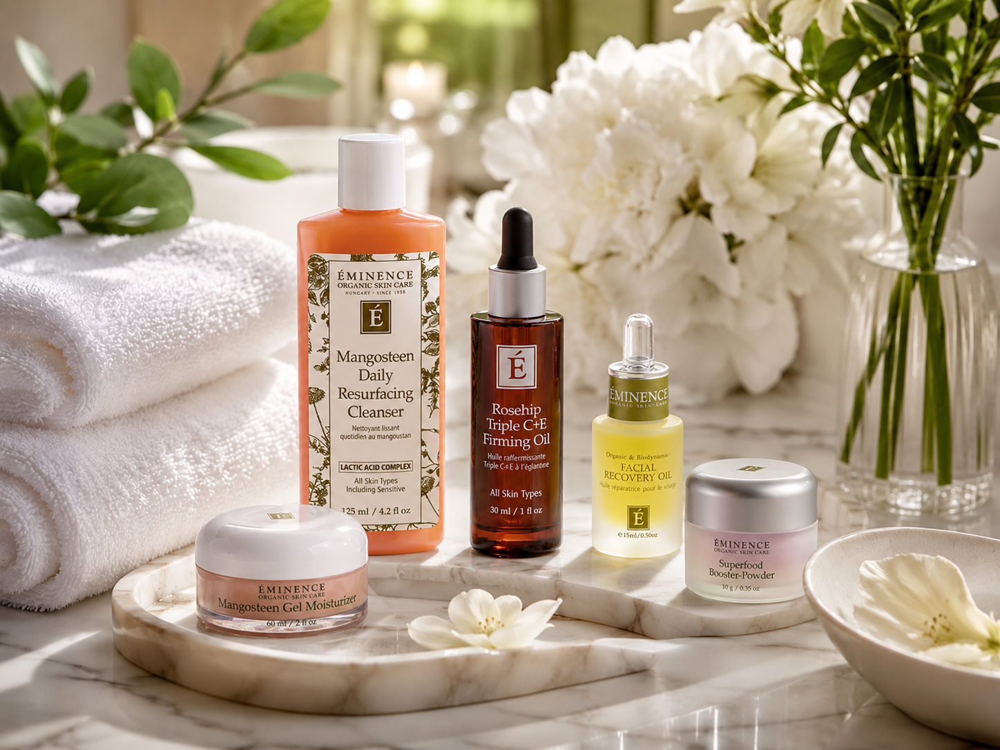 Eminence products on a Tray