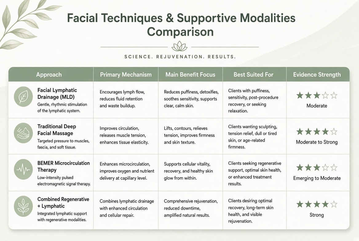 facial lymphatic techniques comparison